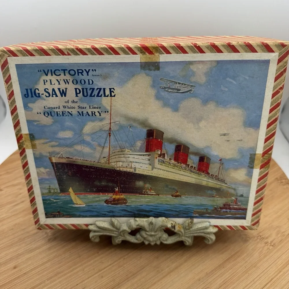 Vintage Victory Wooden ‎ White Star Line RMS Queen Mary Ship 175 Piece Puzzle